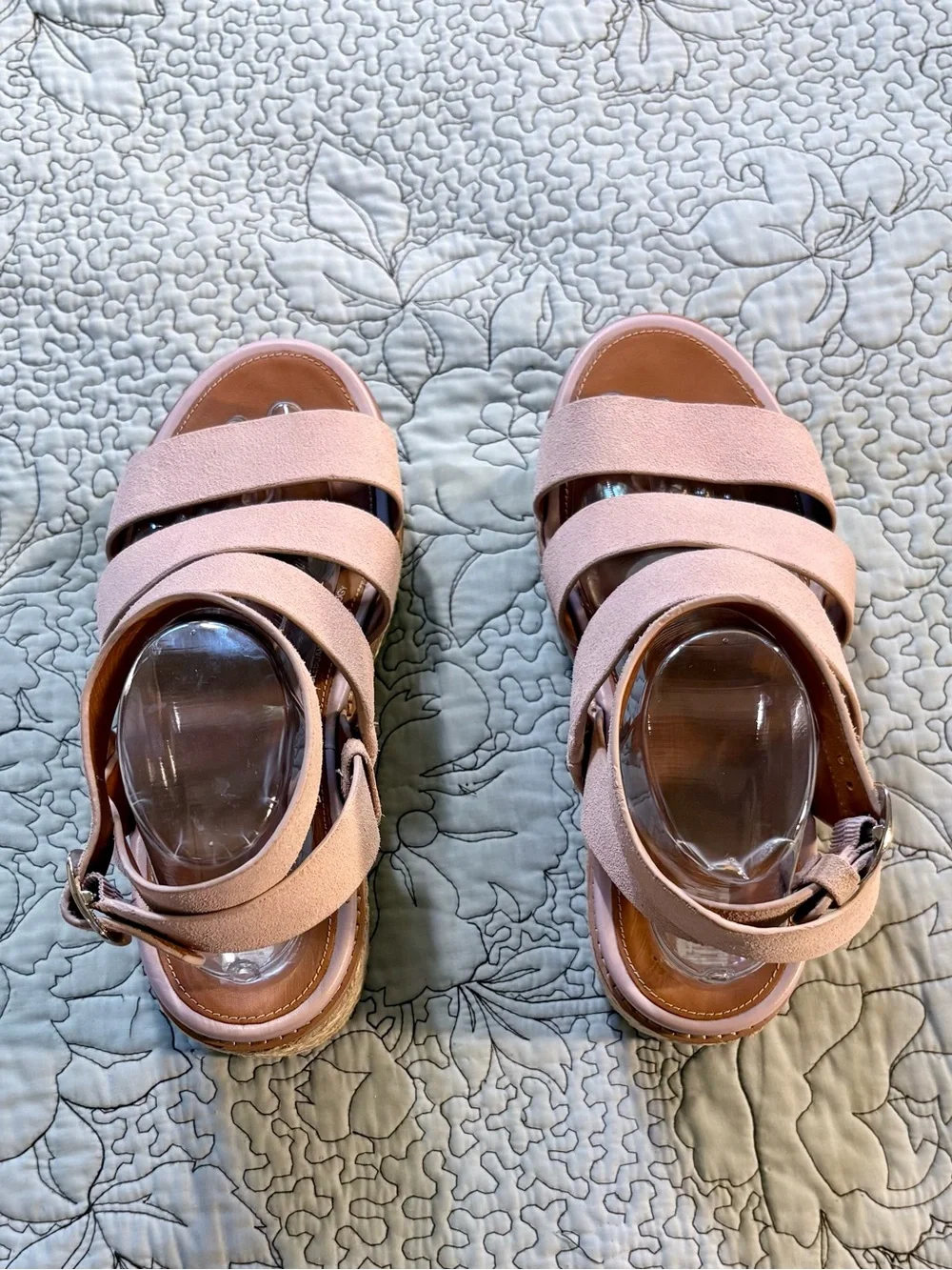 FitFlop Eloise  Blush Pink Suede Strappy Espadrille Platform Wedge Sandals~9❤️